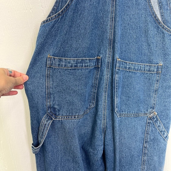 H&M - Relaxed Soft Blue Adjustable Straps Straight Leg Denim Overalls Size S - Picture 11 of 14